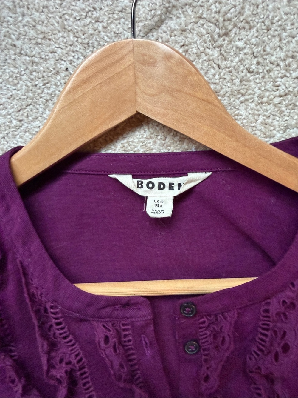 Purple Boden Ruffle Front Button-Up Top - Picture 2 of 5